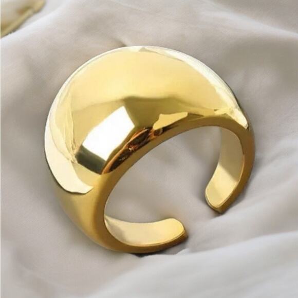 NEW 18K yellow Gold plated smooth dome adjustable chunky ring jewelry B21 - Picture 4 of 4